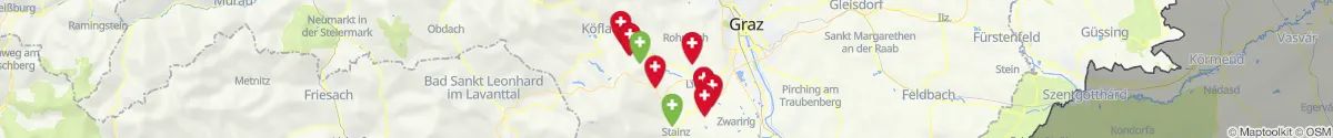 Kartenansicht für Apotheken-Notdienste in der Nähe von Ligist (Voitsberg, Steiermark)